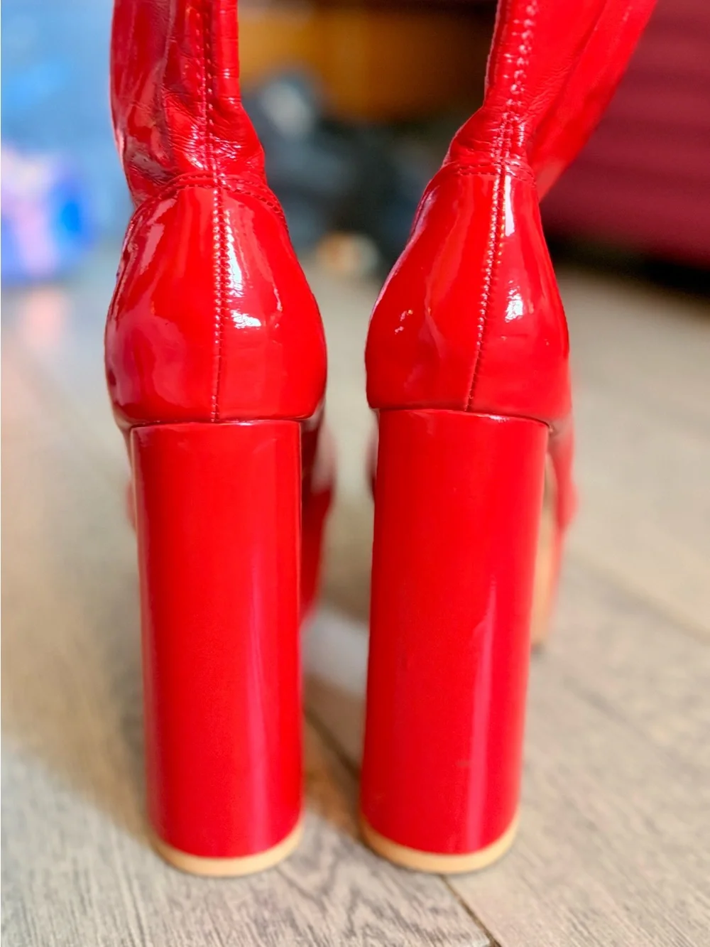 Sexy Red Thigh High Go-Go Platform Boots Size 8